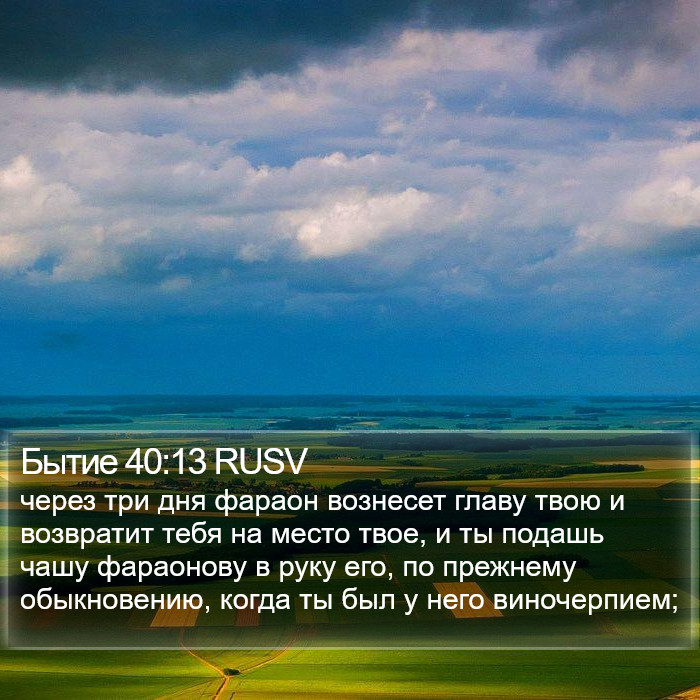 Бытие 40:13 RUSV Bible Study