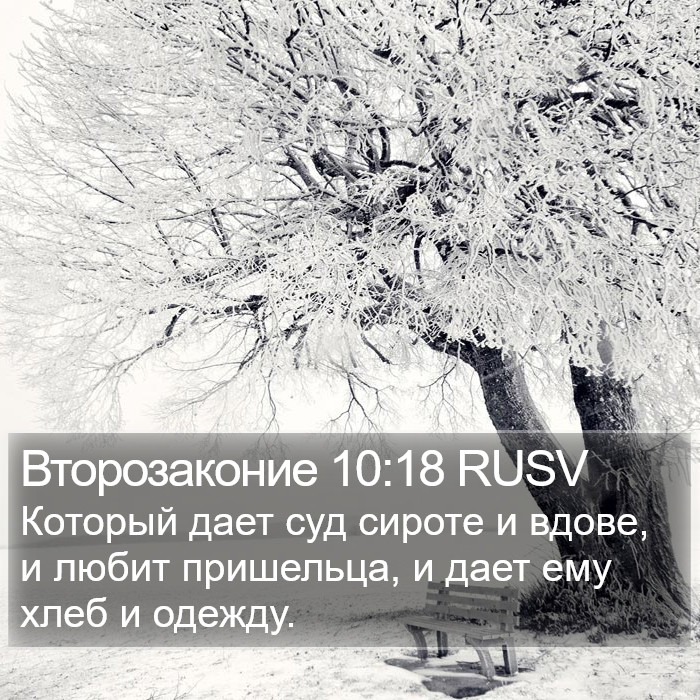 Второзаконие 10:18 RUSV Bible Study