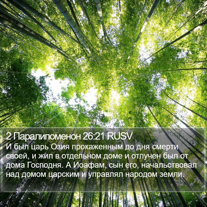 2 Паралипоменон 26:21 RUSV Bible Study