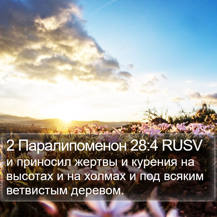 2 Паралипоменон 28:4 RUSV Bible Study