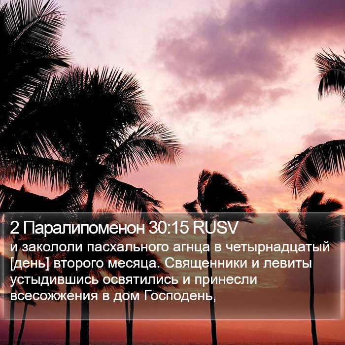 2 Паралипоменон 30:15 RUSV Bible Study