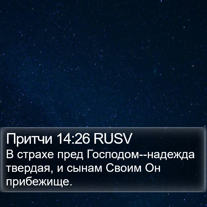 Притчи 14:26 RUSV Bible Study