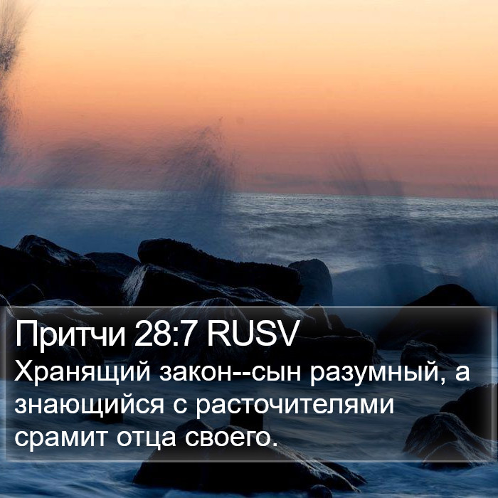 Притчи 28:7 RUSV Bible Study