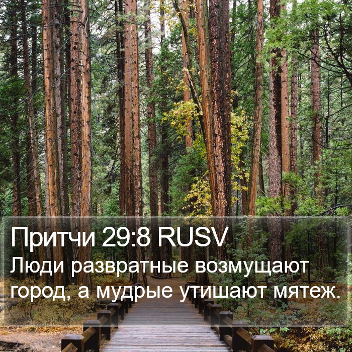 Притчи 29:8 RUSV Bible Study