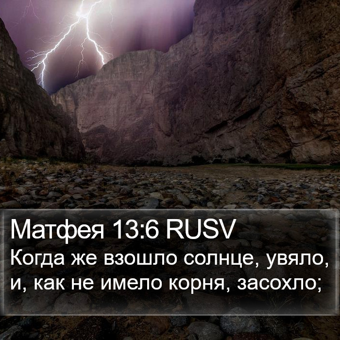 Матфея 13:6 RUSV Bible Study