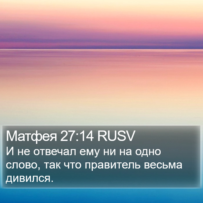 Матфея 27:14 RUSV Bible Study