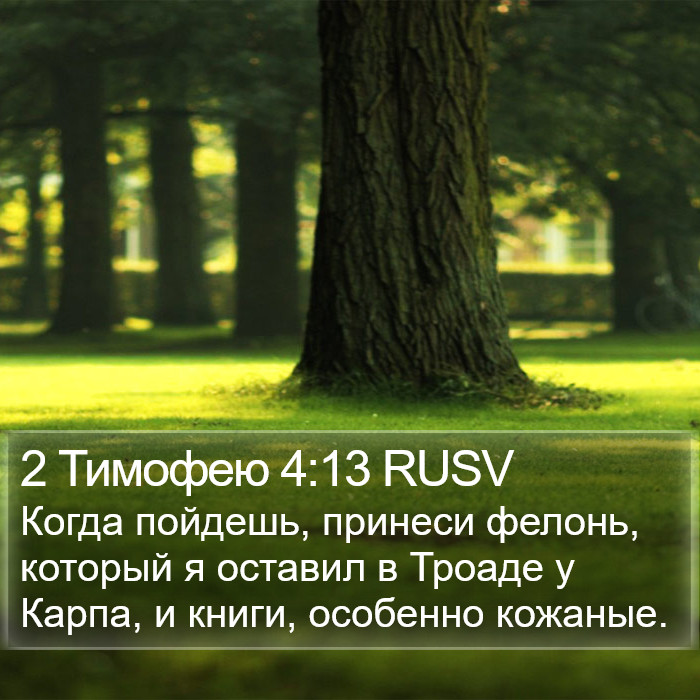 2 Тимофею 4:13 RUSV Bible Study